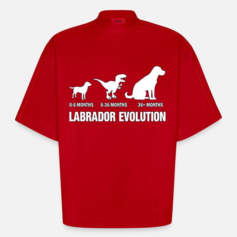 Évolution du Labrador - T-shirt bio épais oversize Boxy fabriqué en UE - rouge