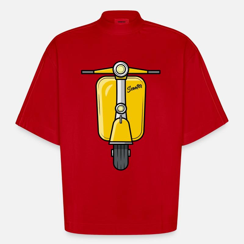 Scooter Scooter Scooter jaune - T-shirt bio épais oversize Boxy fabriqué en UE - rouge