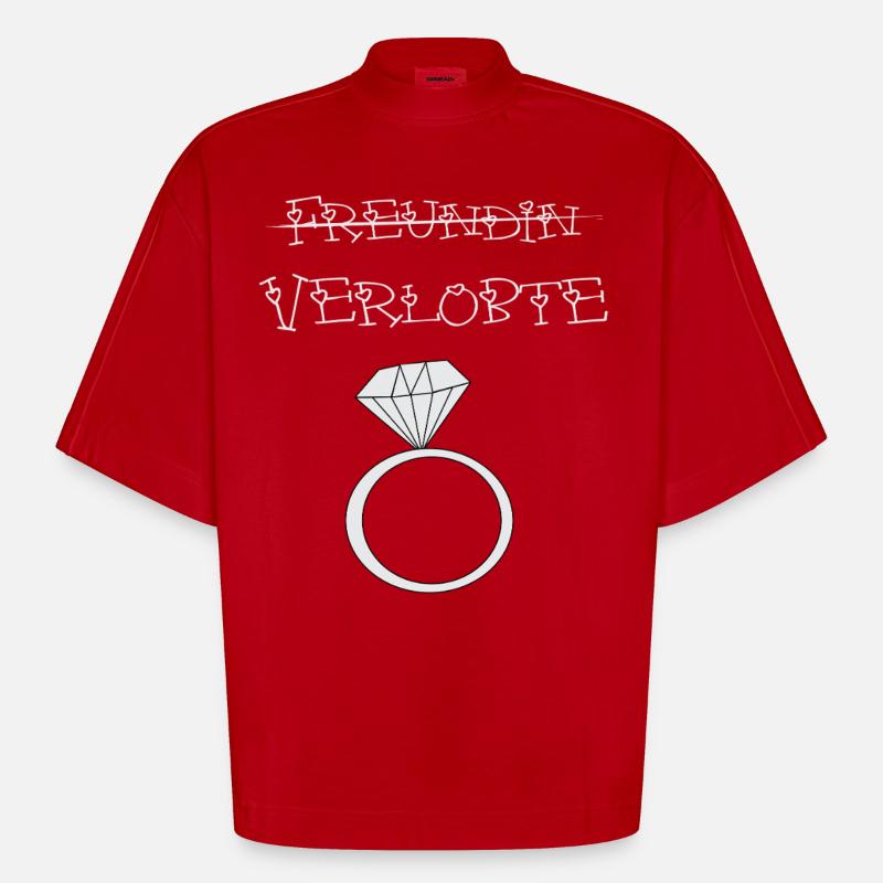 Freundin durchgestrichen Verlobte - Heavyweight Oversized Organic Boxy T-Shirt Made in EU - Rot