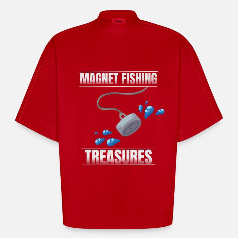 Pêche à l’aimant - T-shirt bio épais oversize Boxy fabriqué en UE - rouge