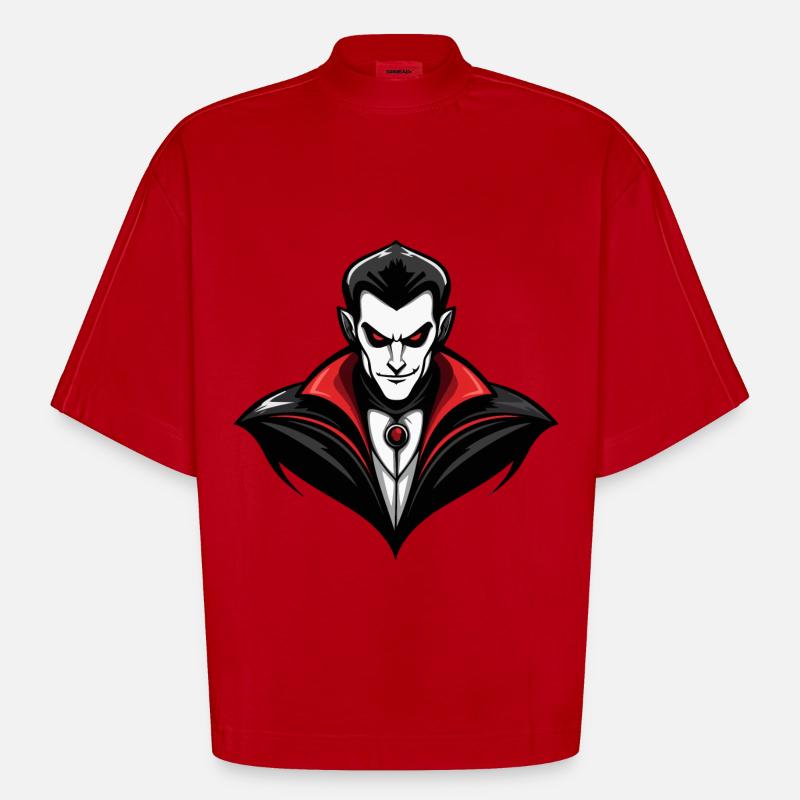 Vampir Comic Halloween - Heavyweight Oversized Organic Boxy T-Shirt Made in EU - Rot