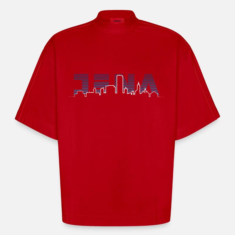 Silhouette d’Iéna, Horizon - T-shirt bio épais oversize Boxy fabriqué en UE - rouge