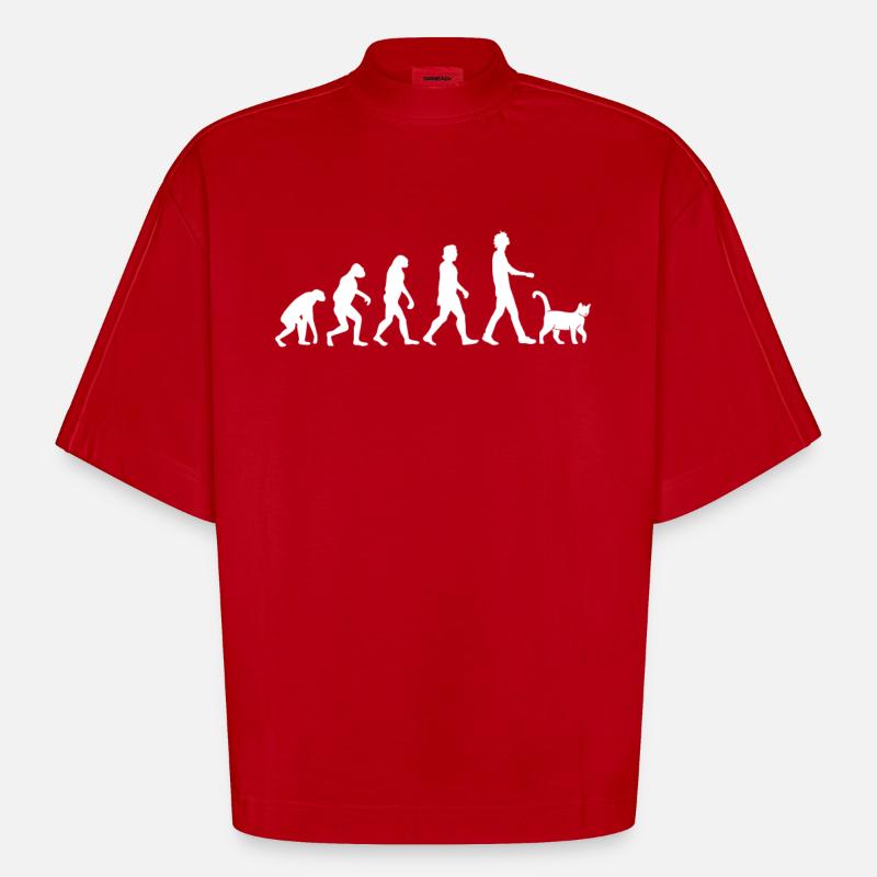 Cats Evolution - Heavyweight Oversized Organic Boxy T-Shirt Made in EU - red