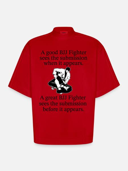 BJJ Quote - Heavyweight Oversized Organic Boxy T-Shirt Made in EU - red