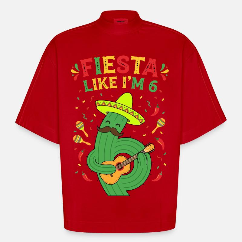 Fiesta comme si j’avais 6 cactus - T-shirt bio épais oversize Boxy fabriqué en UE - rouge