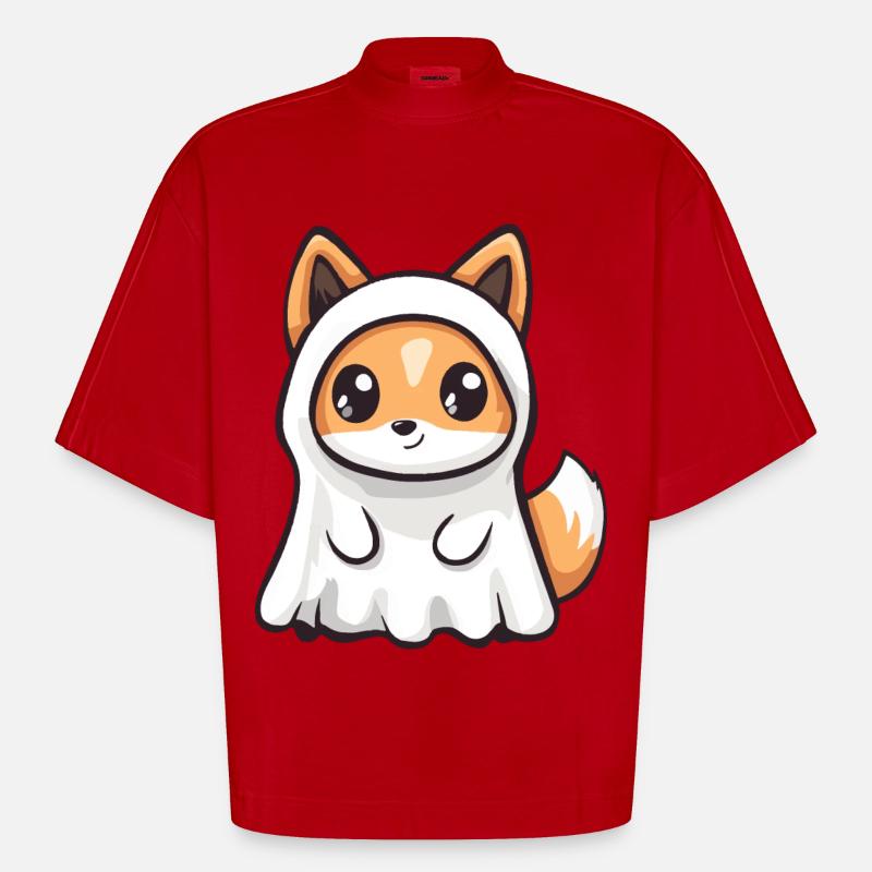 Fuchs Halloween Comic Geist - Heavyweight Oversized Organic Boxy T-Shirt Made in EU - Rot
