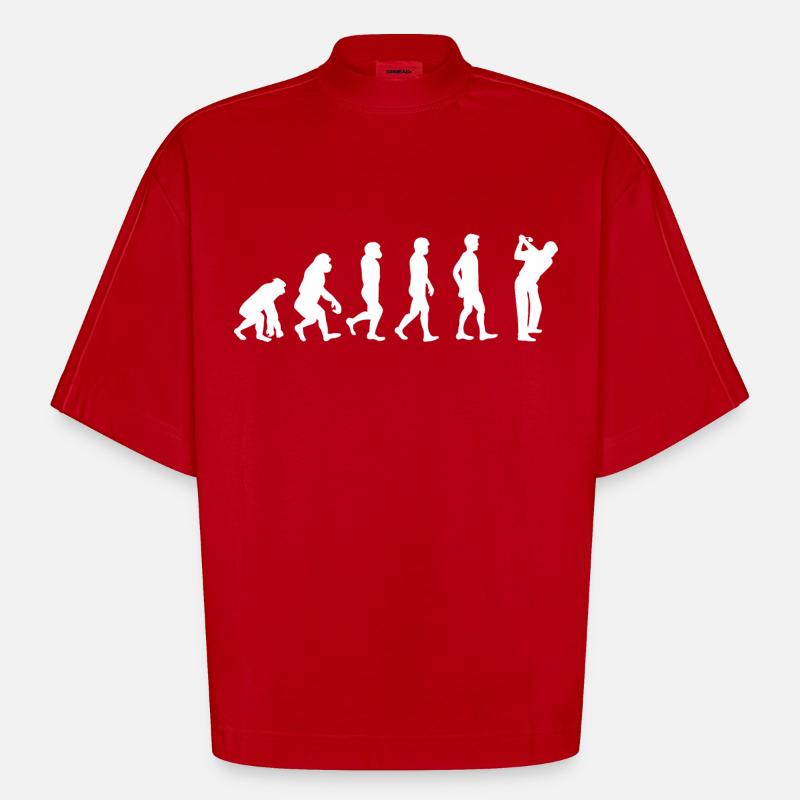 Evolution Golf - Heavyweight Oversized Organic Boxy T-Shirt Made in EU - red