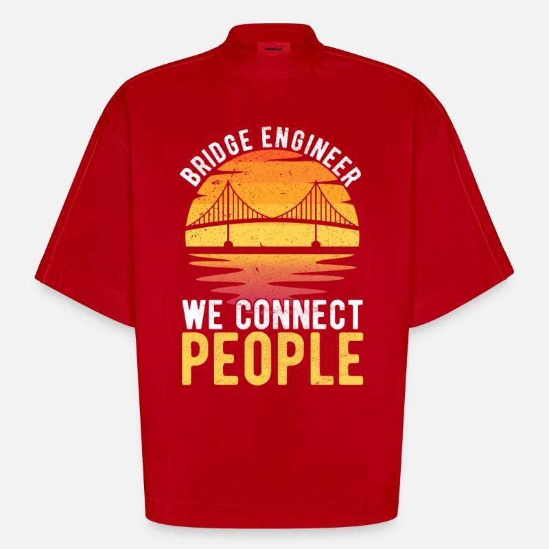 Bridge Engineer Bridge Construction - Heavyweight Oversized Organic Boxy T-Shirt Made in EU - red
