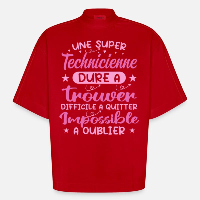 Une Super Technicienne - Cadeau technicienne - T-shirt bio épais oversize Boxy fabriqué en UE - rouge