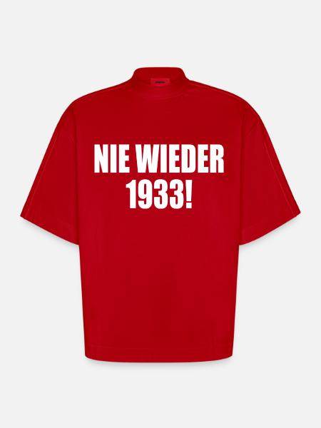 Plus jamais 1933 - T-shirt bio épais oversize Boxy fabriqué en UE - rouge