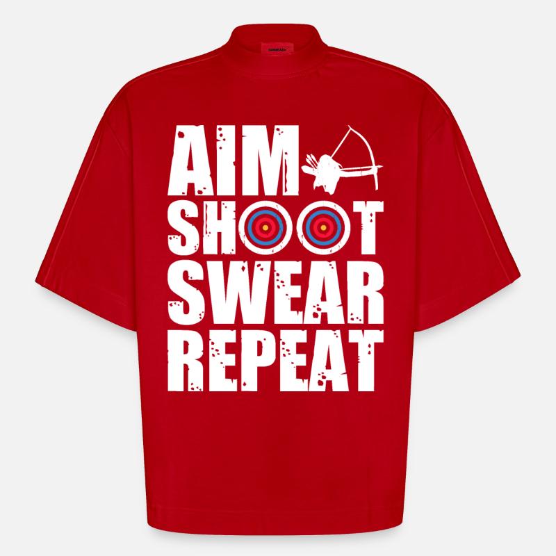 Archer Tir à l’arc - T-shirt bio épais oversize Boxy fabriqué en UE - rouge