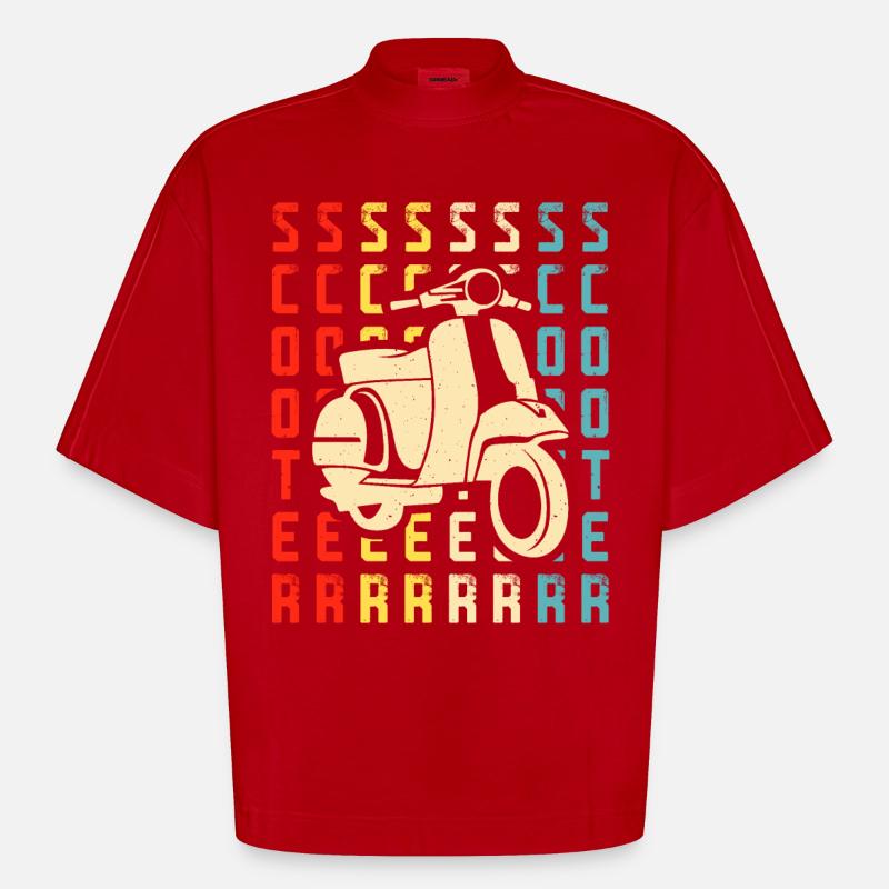 Roller Rollerfahrer Motorroller - Heavyweight Oversized Organic Boxy T-Shirt Made in EU - Rot