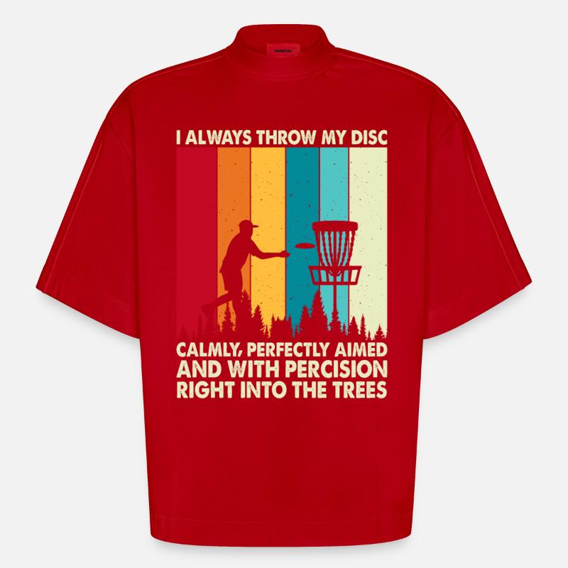 Discgolf Disc Golf - T-shirt bio épais oversize Boxy fabriqué en UE - rouge