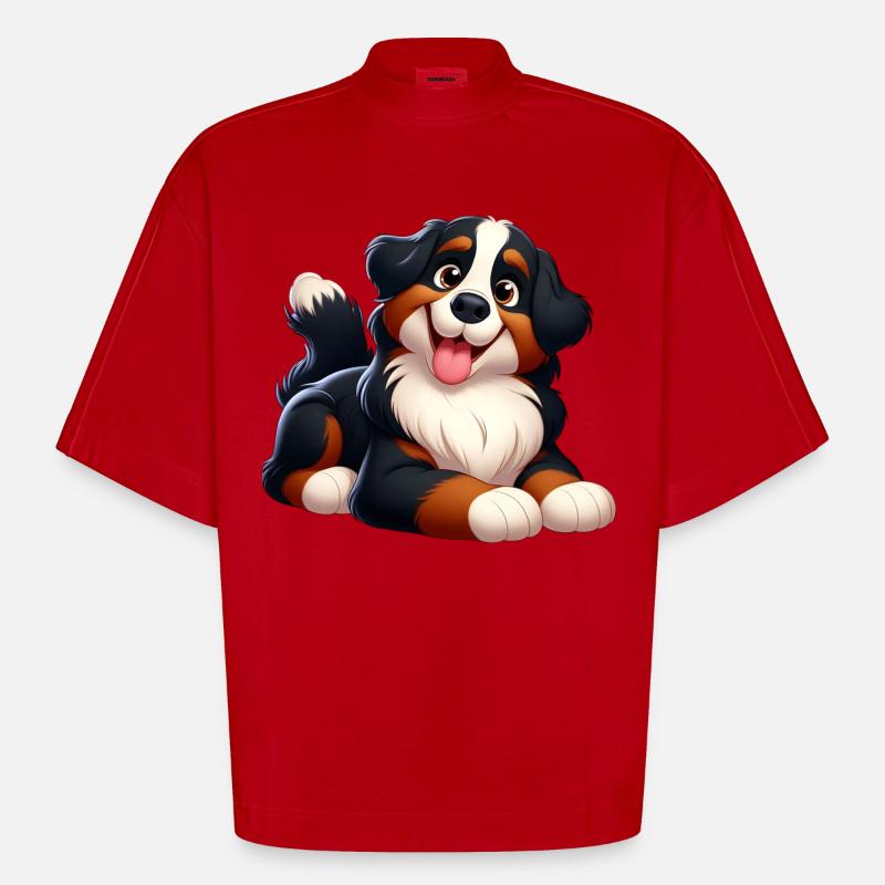 bouvier bernois 2 - T-shirt bio épais oversize Boxy fabriqué en UE - rouge