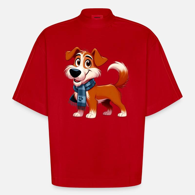 fox terrier 7 - T-shirt bio épais oversize Boxy fabriqué en UE - rouge