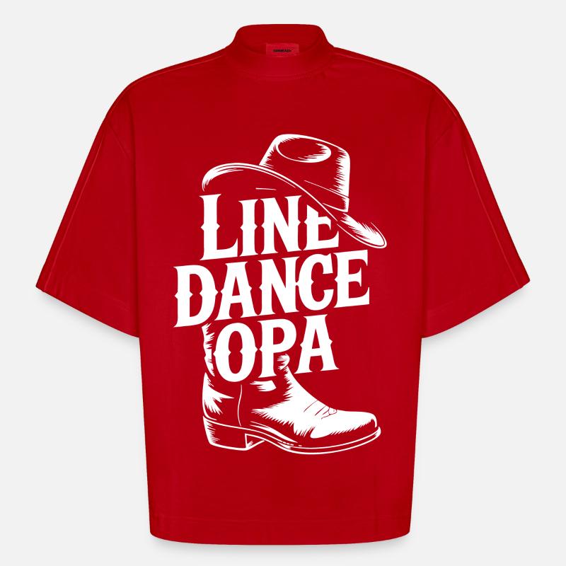 Danse en ligne Papi - T-shirt bio épais oversize Boxy fabriqué en UE - rouge