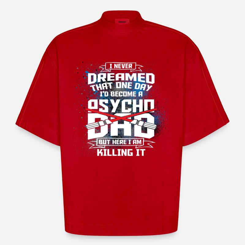 PSYCHO DARTH DAD X2X - Heavyweight Oversized Organic Boxy T-Shirt Made in EU - Rot