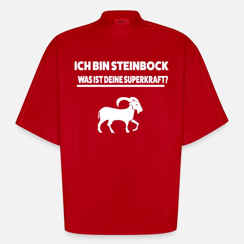 Steinbock Sternzeichen - Heavyweight Oversized Organic Boxy T-Shirt Made in EU - Rot