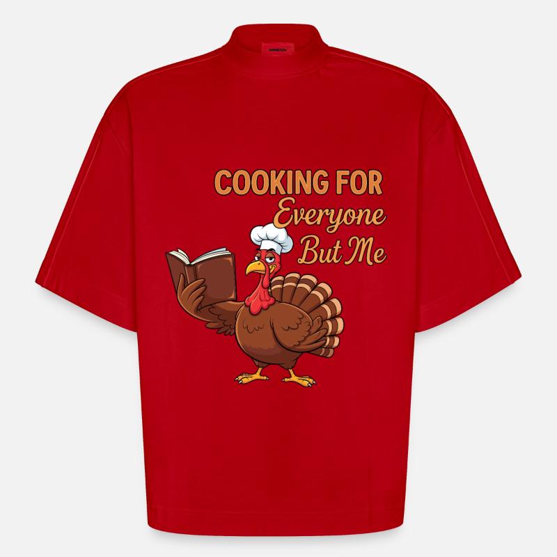 Cuisson de la dinde - T-shirt bio épais oversize Boxy fabriqué en UE - rouge