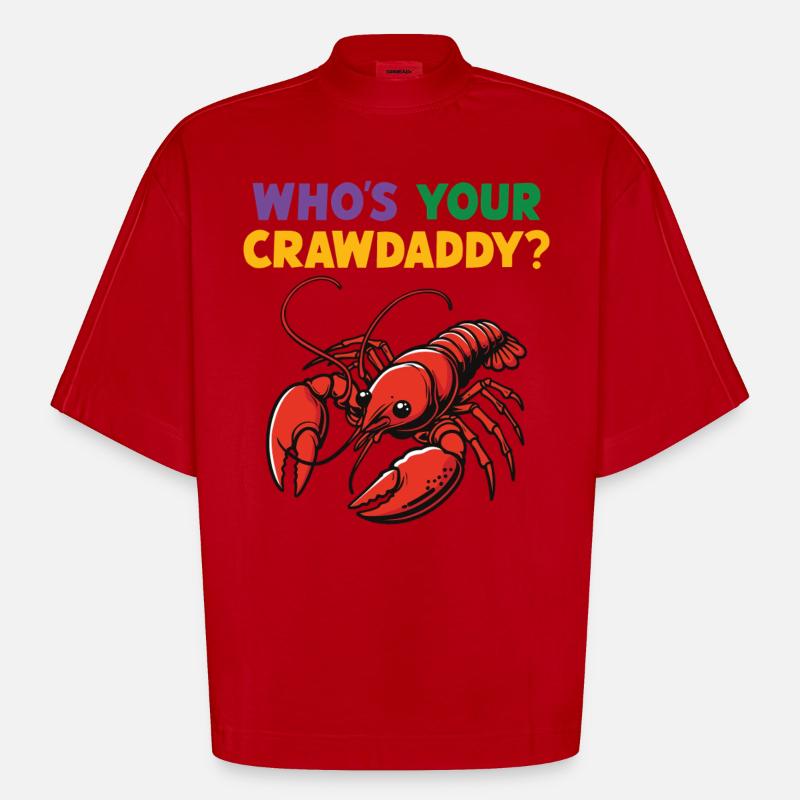 Wer ist dein Crawdaddy - Heavyweight Oversized Organic Boxy T-Shirt Made in EU - Rot