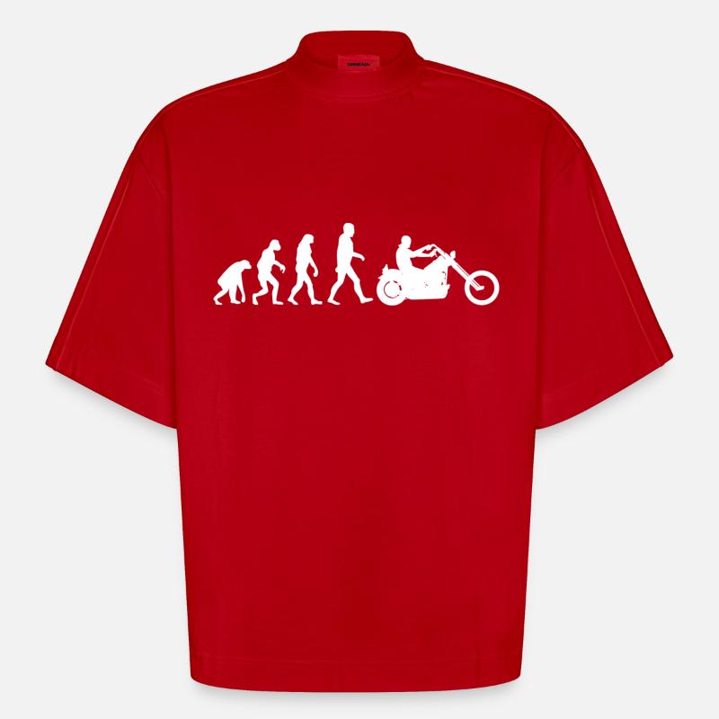 Biker Evolution Chopper - Heavyweight Oversized Organic Boxy T-Shirt Made in EU - Rot