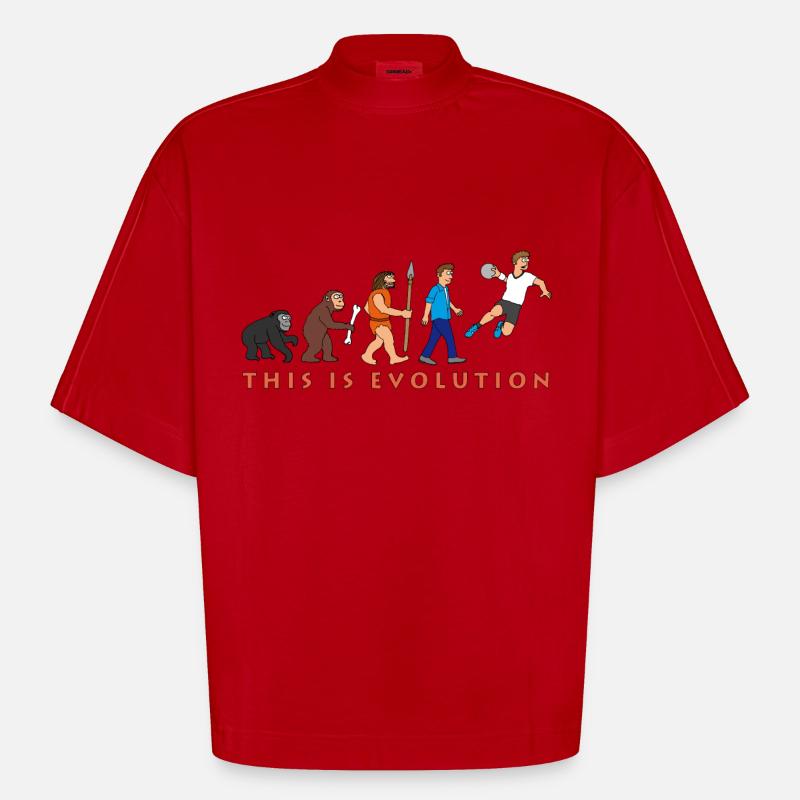 evolution_handball_comic_122012_c - Heavyweight Oversized Organic Boxy T-Shirt Made in EU - red