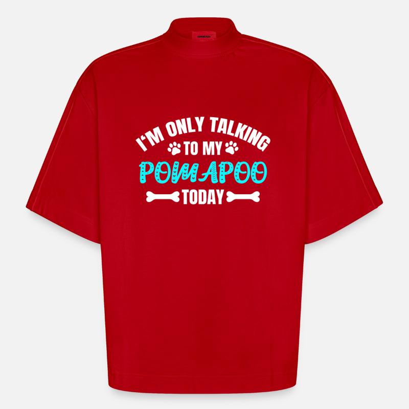 Pomapoo Pom-A-Poo - Heavyweight Oversized Organic Boxy T-Shirt Made in EU - red