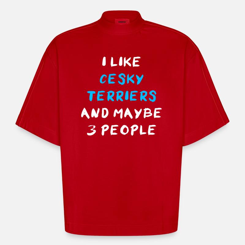 Cesky Terrier - T-shirt bio épais oversize Boxy fabriqué en UE - rouge