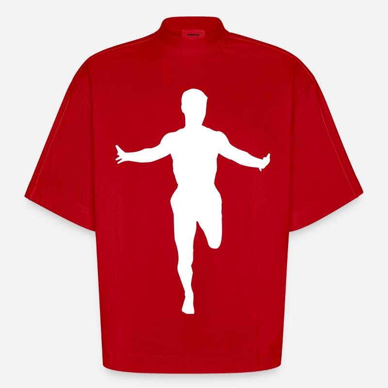 Course à pied - Marathon - Arrivée - T-shirt bio épais oversize Boxy fabriqué en UE - rouge