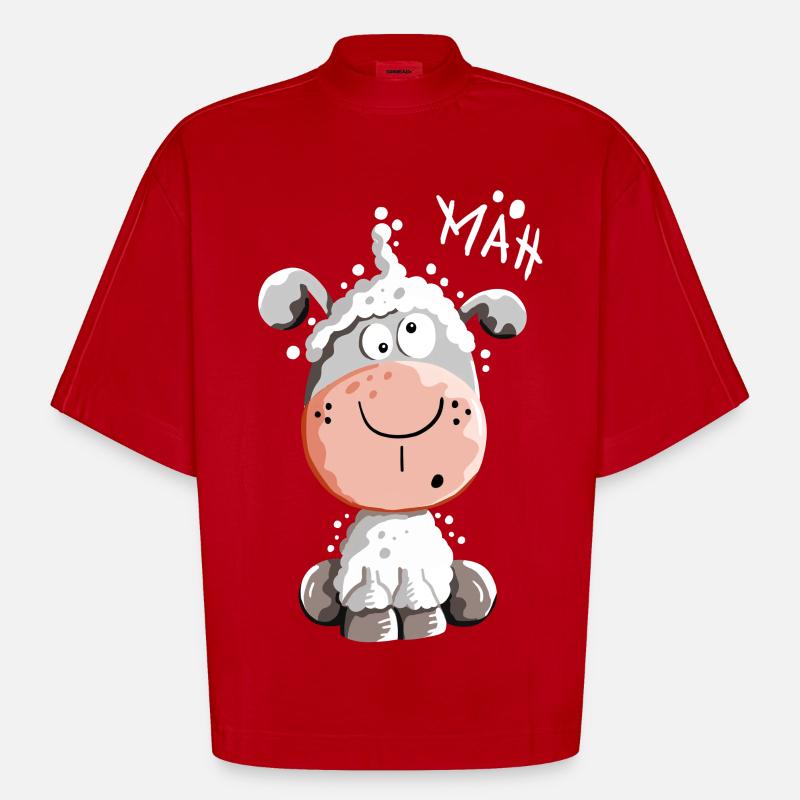 Drolliges Schaf - Schafe - Lamm - Fun - Heavyweight Oversized Organic Boxy T-Shirt Made in EU - Rot