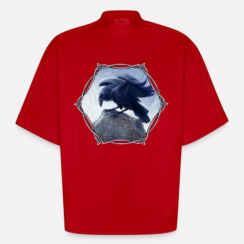 Muninn - Heavyweight Oversized Organic Boxy T-Shirt Made in EU - Rot