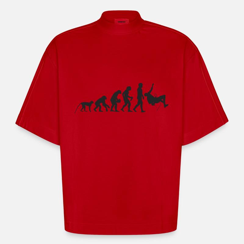 Evolution de l’escalade - T-shirt bio épais oversize Boxy fabriqué en UE - rouge
