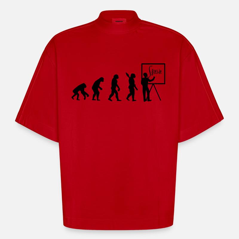 Evolution leads to math - Heavyweight Oversized Organic Boxy T-Shirt Made in EU - red