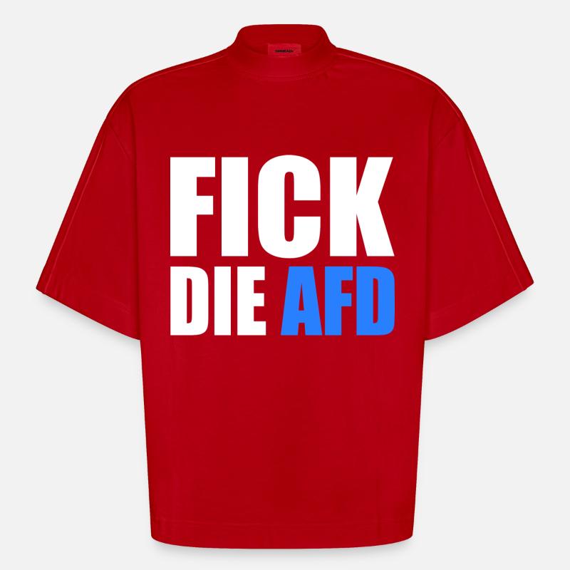 Fick die afd - Heavyweight Oversized Organic Boxy T-Shirt Made in EU - Rot