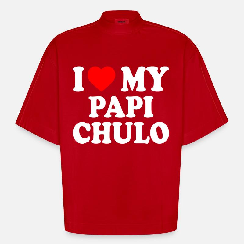 I love my papi chulo - T-shirt bio épais oversize Boxy fabriqué en UE - rouge
