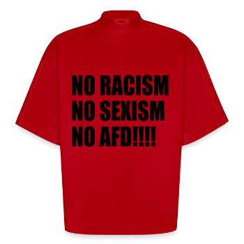 no racism no sexism no afd - Heavyweight Oversized Organic Boxy T-Shirt Made in EU - red - Front