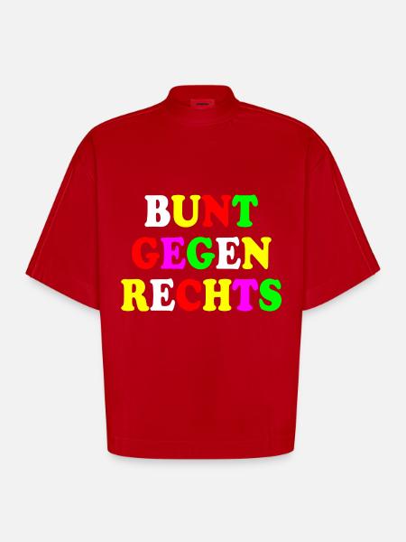Bunt gegen rechts - Heavyweight Oversized Organic Boxy T-Shirt Made in EU - Rot