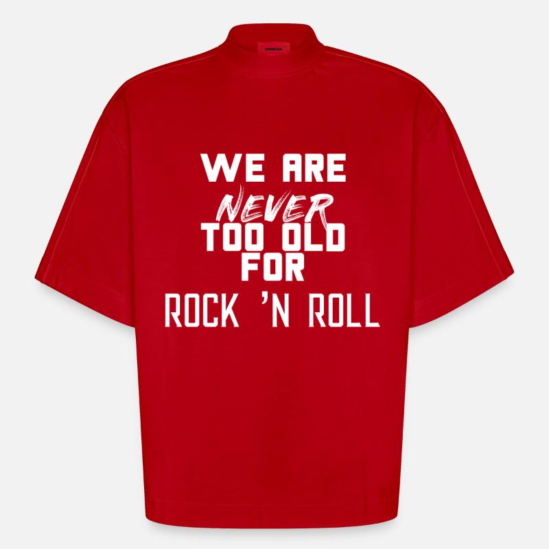 ROCK AND ROLL - Heavyweight Oversized Organic Boxy T-Shirt Made in EU - Rot