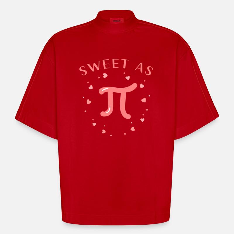 Pi math math saint valentin - T-shirt bio épais oversize Boxy fabriqué en UE - rouge