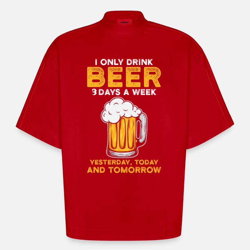Bier - Heavyweight Oversized Organic Boxy T-Shirt Made in EU - Rot