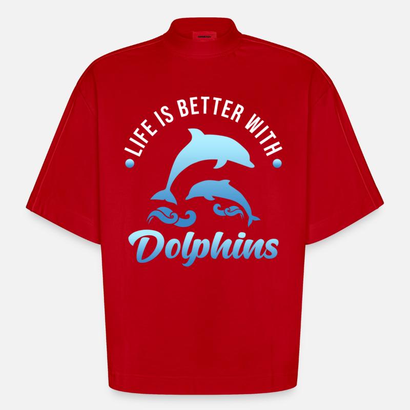 Delfin - Heavyweight Oversized Organic Boxy T-Shirt Made in EU - Rot