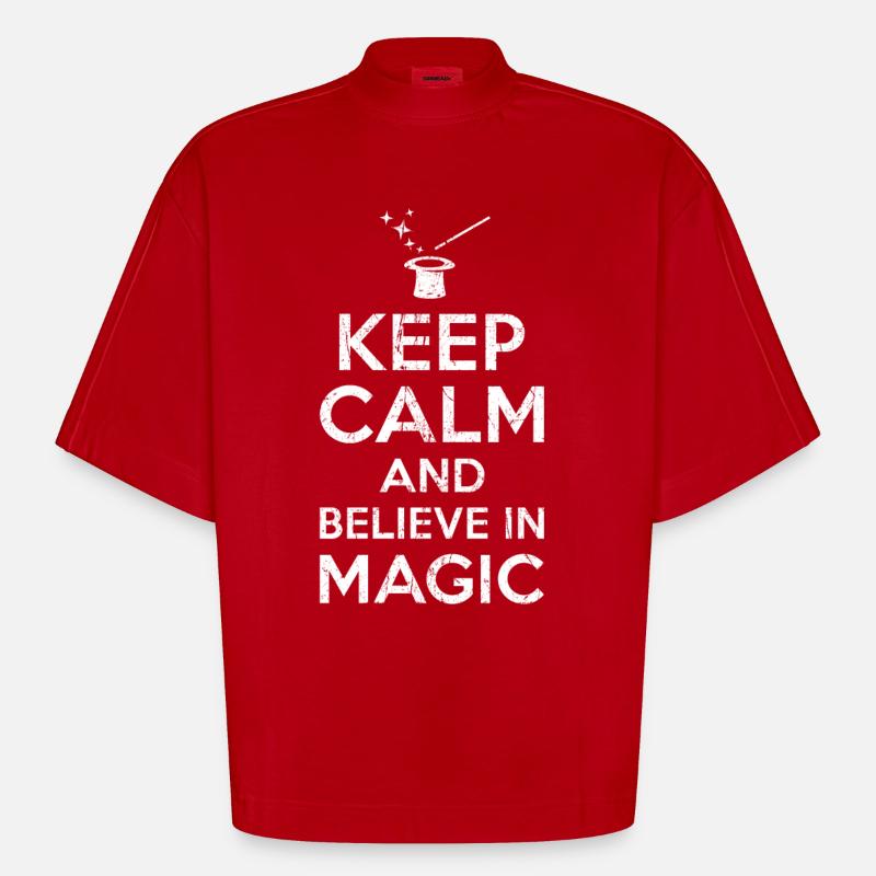 Cadeau pour les magiciens - T-shirt bio épais oversize Boxy fabriqué en UE - rouge