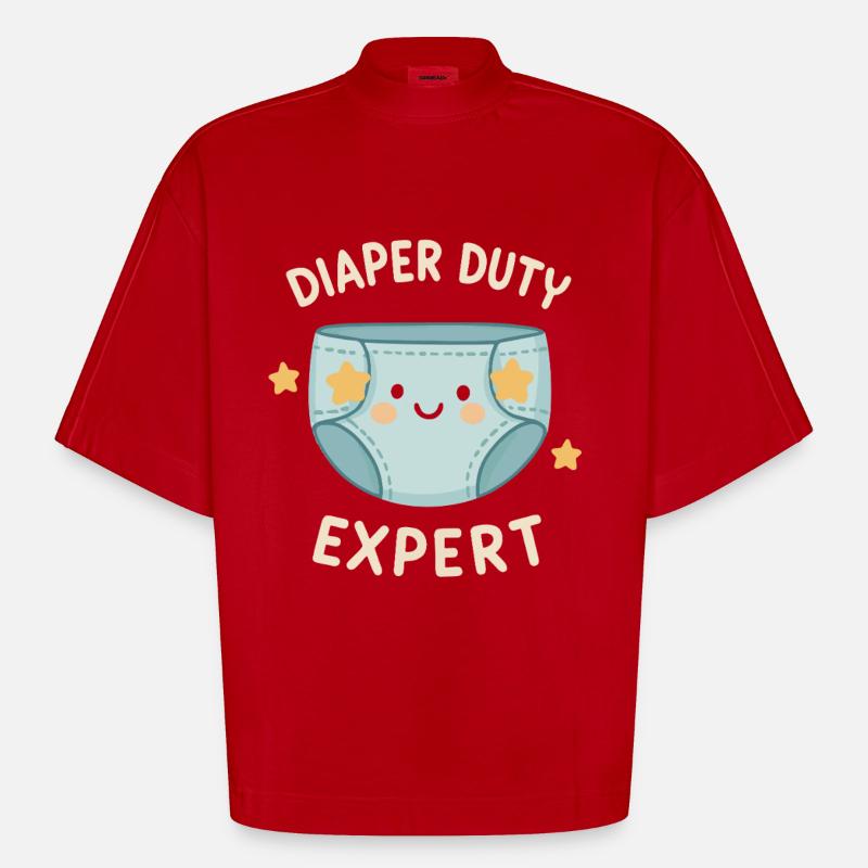 Changement de couche pro - T-shirt bio épais oversize Boxy fabriqué en UE - rouge