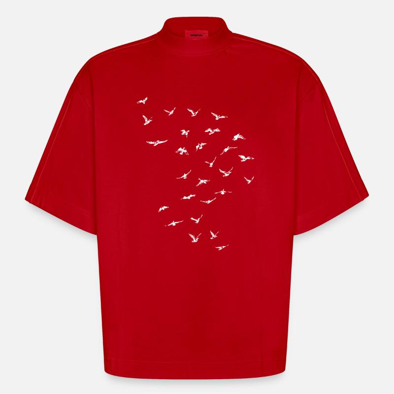 Vogel - Heavyweight Oversized Organic Boxy T-Shirt Made in EU - Rot