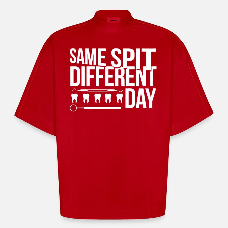 Dentist Same Spit Different - Heavyweight Oversized Organic Boxy T-Shirt Made in EU - red