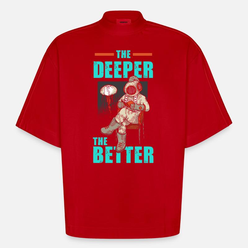 Diver diving course gift - Heavyweight Oversized Organic Boxy T-Shirt Made in EU - red