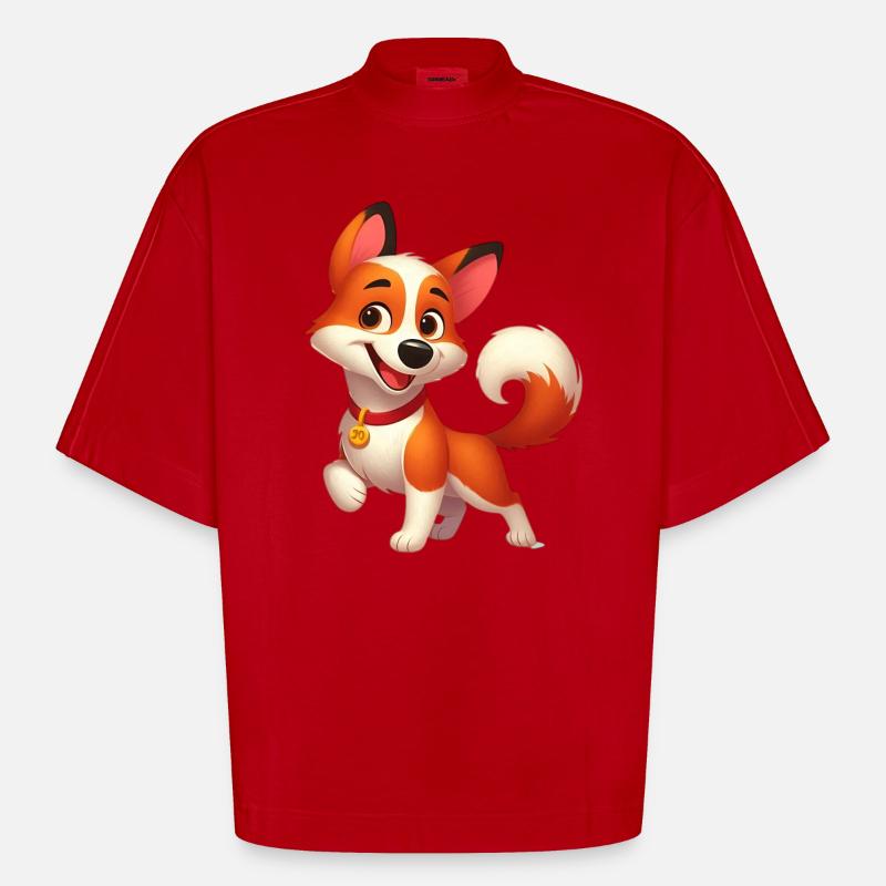 fox terrier 8 - T-shirt bio épais oversize Boxy fabriqué en UE - rouge