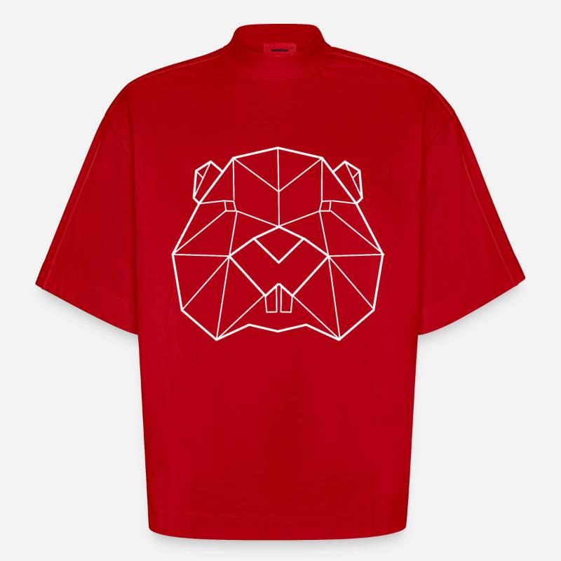 Polygone de castor - T-shirt bio épais oversize Boxy fabriqué en UE - rouge