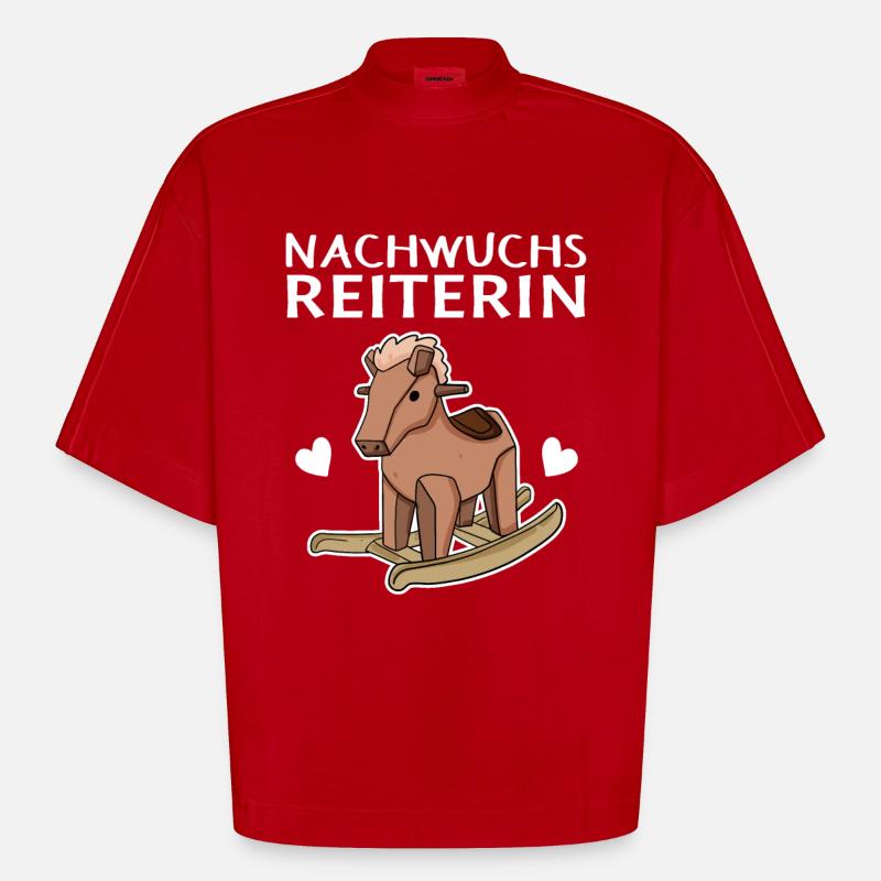 Reiterin Nachwuchs Pferd - Heavyweight Oversized Organic Boxy T-Shirt Made in EU - Rot