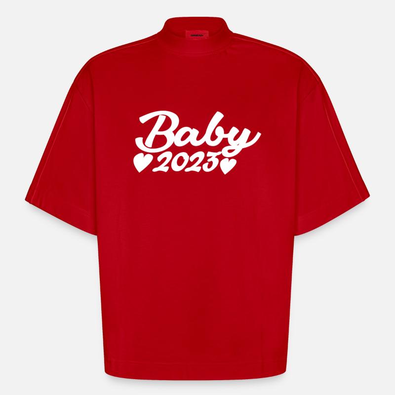 Bébé 2023 Grossesse enceinte - T-shirt bio épais oversize Boxy fabriqué en UE - rouge